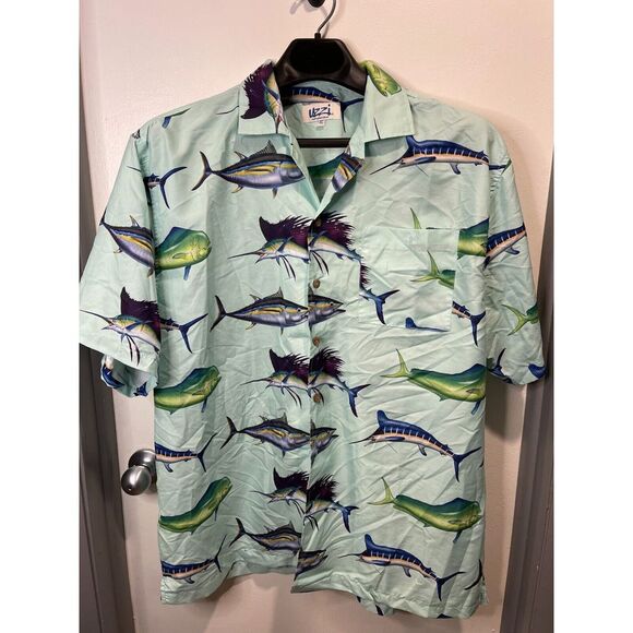 Uzzi Men's‎ Button Up Short Sleeve Shirt (Fish) Size XL - Picture 1 of 5